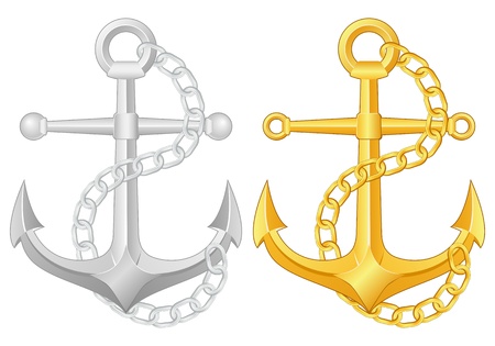 Two anchors on a white backgroundのイラスト素材