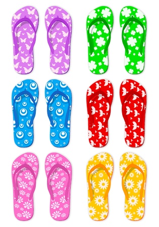 Flip flop set on a white backgroundのイラスト素材