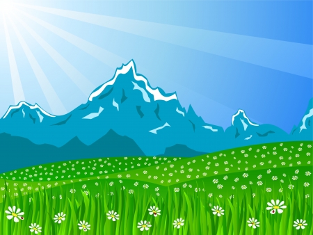 Beautiful rural landscape view  illustration のイラスト素材