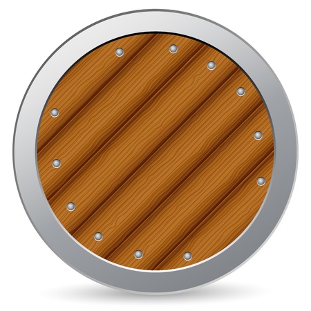 Wooden shield on a white background  のイラスト素材