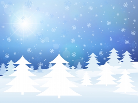 Winter background with trees and snowflakes. Vector illustration.のイラスト素材
