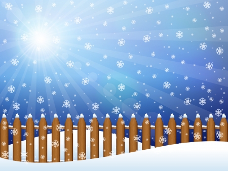 Winter background landscape with snowflakes illustration のイラスト素材