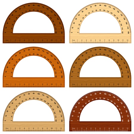 Wooden protractor on white background   illustration のイラスト素材