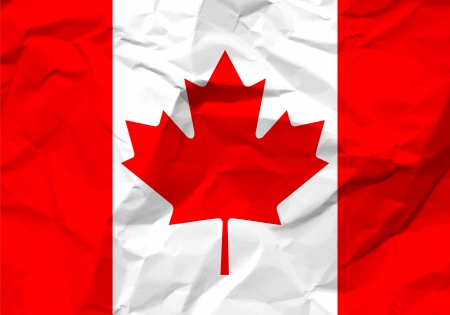 Crumpled paper Canada flag textured background.のイラスト素材