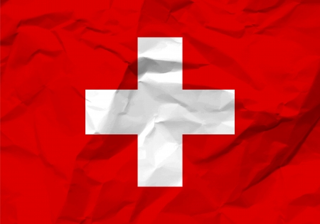 Crumpled paper Switzerland flag textured background. のイラスト素材