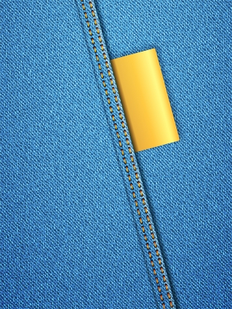Blue denim background with label. illustration.のイラスト素材
