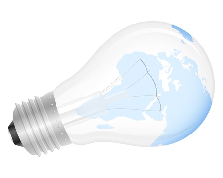 Light bulb with world map. Vector illustration.のイラスト素材