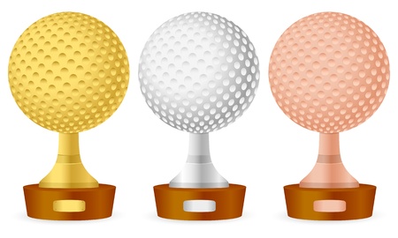 Golf trophy set on white backgroundのイラスト素材