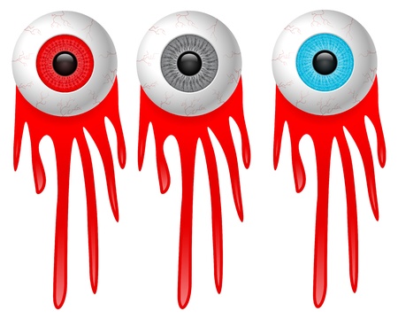 Horror bloody eyeball on white background.  illustration.のイラスト素材