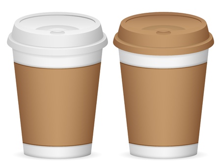 Paper coffee cup set on a white background.のイラスト素材