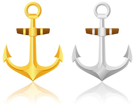 Two anchors on a white background.  illustration.のイラスト素材