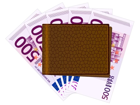 Wallet with euro banknotes. Vector illustration.のイラスト素材
