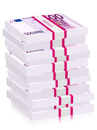 Hundreds euro banknotes stacks on a white background. のイラスト素材