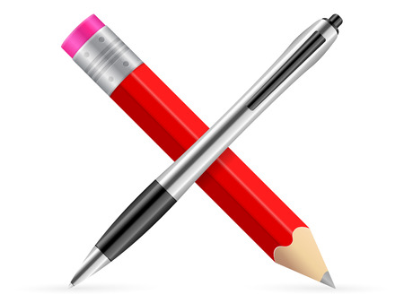 Pencil and ballpoint icon on a white background.のイラスト素材