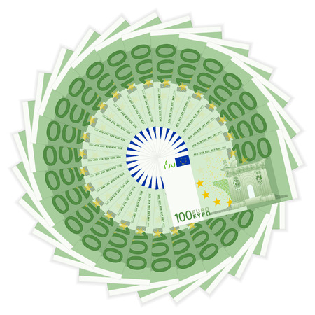 One hundred banknotes on a white background  Vector illustration のイラスト素材