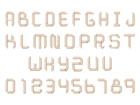 Origami paper alphabet letters set. Vector illustration.のイラスト素材