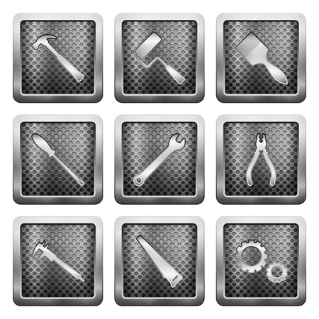 Metal grid icons on a white background.のイラスト素材