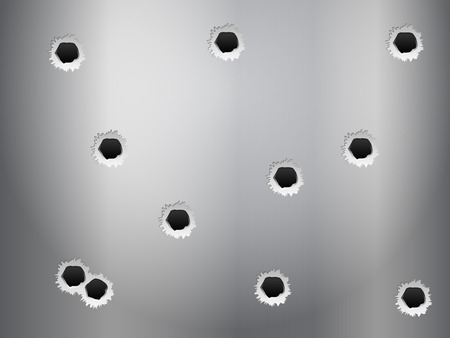 Bullet holes on a metal background.のイラスト素材