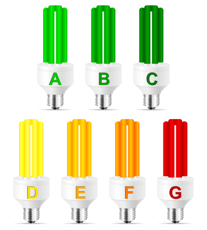 Energy efficiency rating bulb on a white background.のイラスト素材