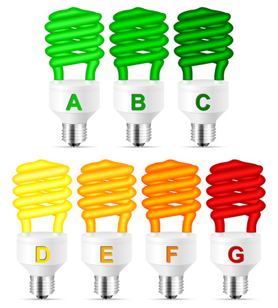 Energy efficiency rating bulb on a white background.のイラスト素材