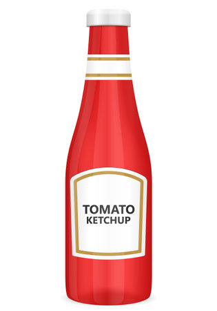 Tomato ketchup bottle on a white background.のイラスト素材