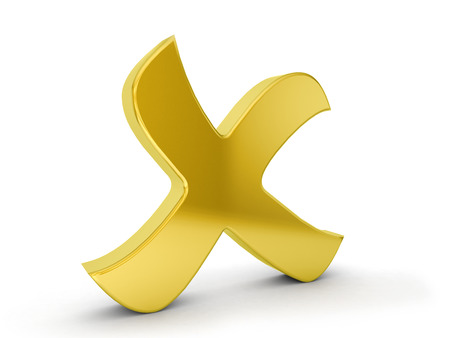 Gold cancel symbol on a white background.の写真素材