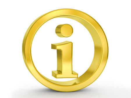 Gold info symbol on a white background.の写真素材