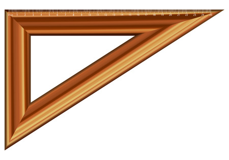 Wooden triangle ruler on a white background. Vector illustration.のイラスト素材