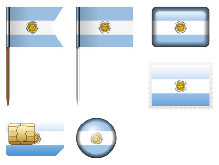 Argentina flag set on a white background.のイラスト素材