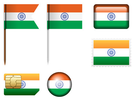 India flag set on a white background.のイラスト素材