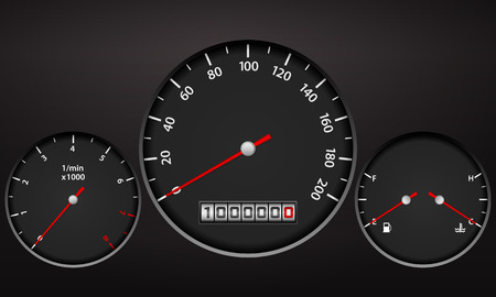 Car dashboard elements on a black background.のイラスト素材