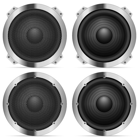 Sound speaker set on a white background.のイラスト素材