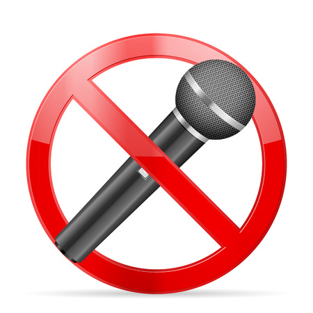 Prohibition microphone symbol on a white background.のイラスト素材