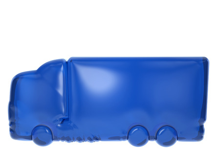 Blue balloon truck symbol on a white background.の写真素材