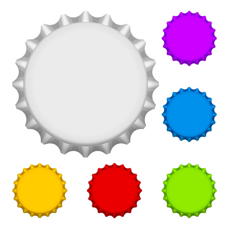 Bottle cap set on a white background.のイラスト素材