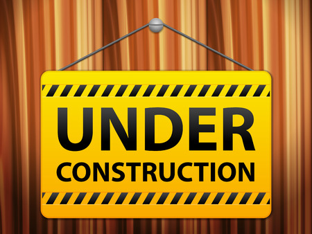 Under construction sign on a wooden background.のイラスト素材