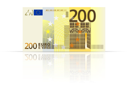 Two hundred euro banknote on a white background.のイラスト素材