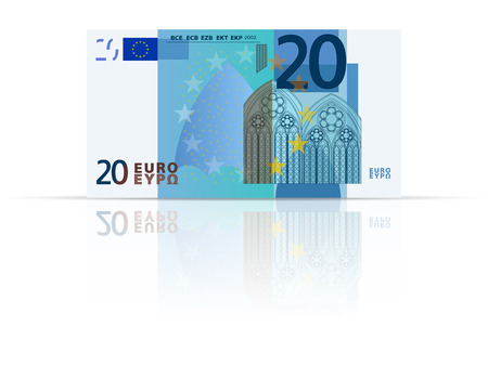 Twenty euro banknote on a white background.のイラスト素材