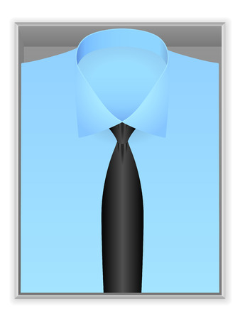 Blue shirt and tie in box on a white background.のイラスト素材