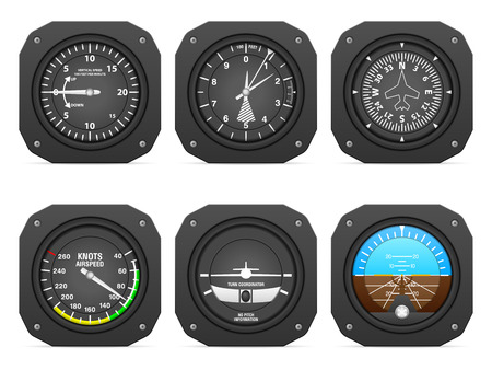 Flight instruments on a white background.