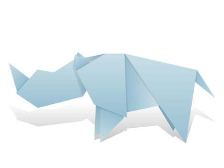 Origami rhinoceros on a white background.のイラスト素材