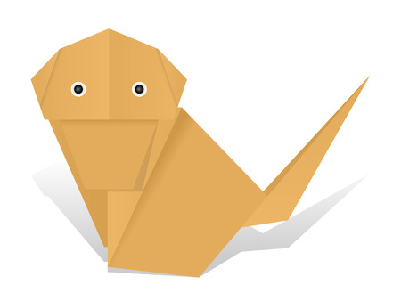 Origami monkey on a white background.のイラスト素材