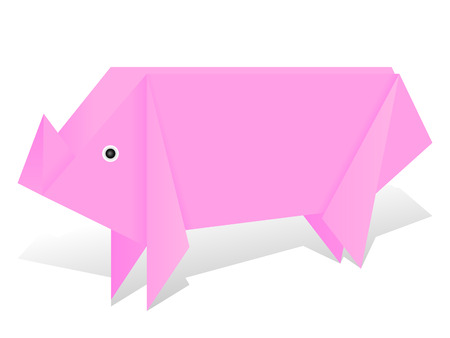 Origami pig on a white background.のイラスト素材
