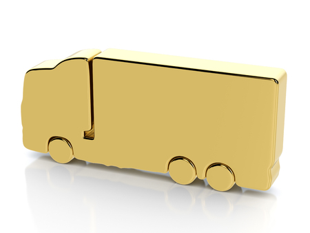 Golden truck symbol on a white background. Vector illustration.の写真素材