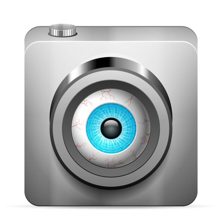 Photo camera with human eye on a white background.のイラスト素材