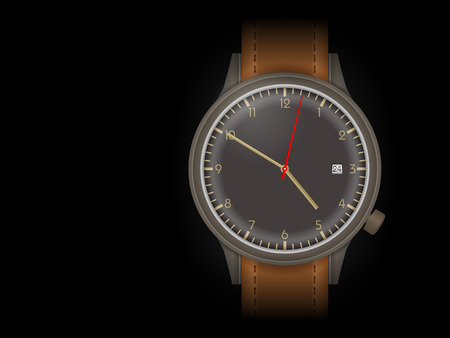 Wristwatch on a black background. Vector illustration.のイラスト素材