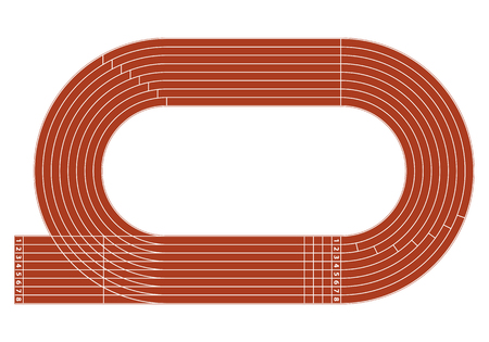 Running track on stadium with lane and numbers.のイラスト素材