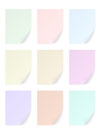 Color paper sheet set on a white background.のイラスト素材