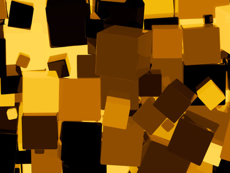 Shiny orange cube 3d abstract background.