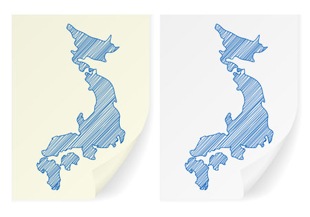 Japan scribble map on a white background.のイラスト素材